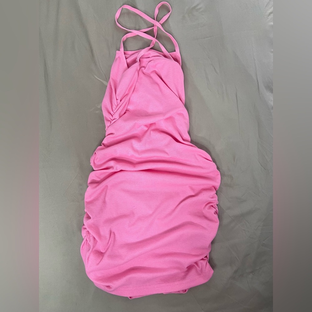 Pink mauve Solid Ruched short dress